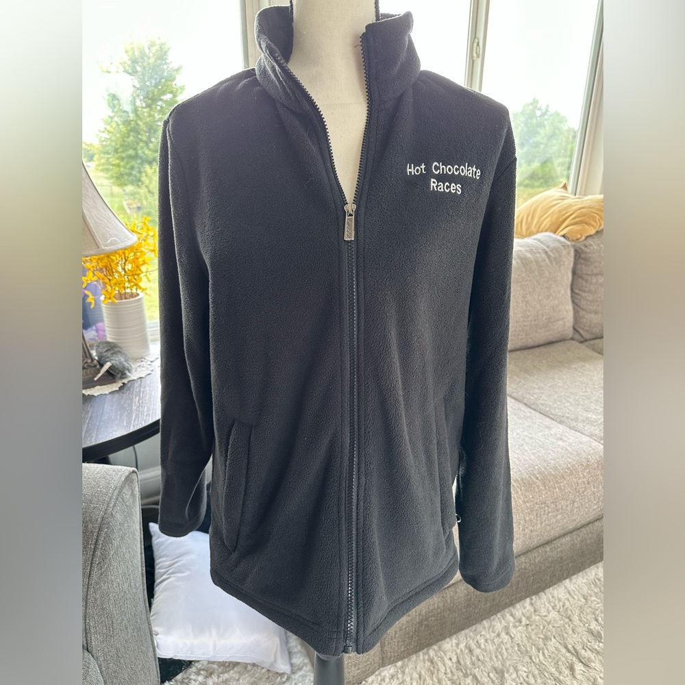 Women’s Black Hot Chocolate Races Fleece Full Zip Jacket Size Medium